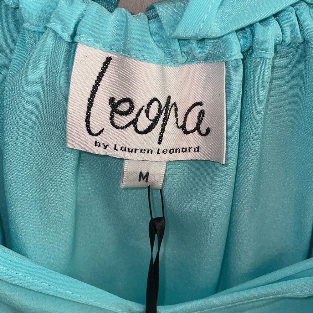 Women's Blue Ruffle Blouse - Picture 4 of 5